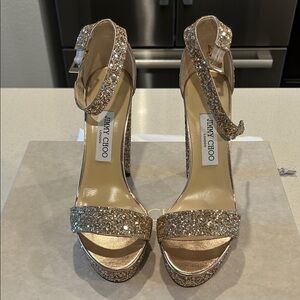 Jimmy Choo Sparkling Gold Heels